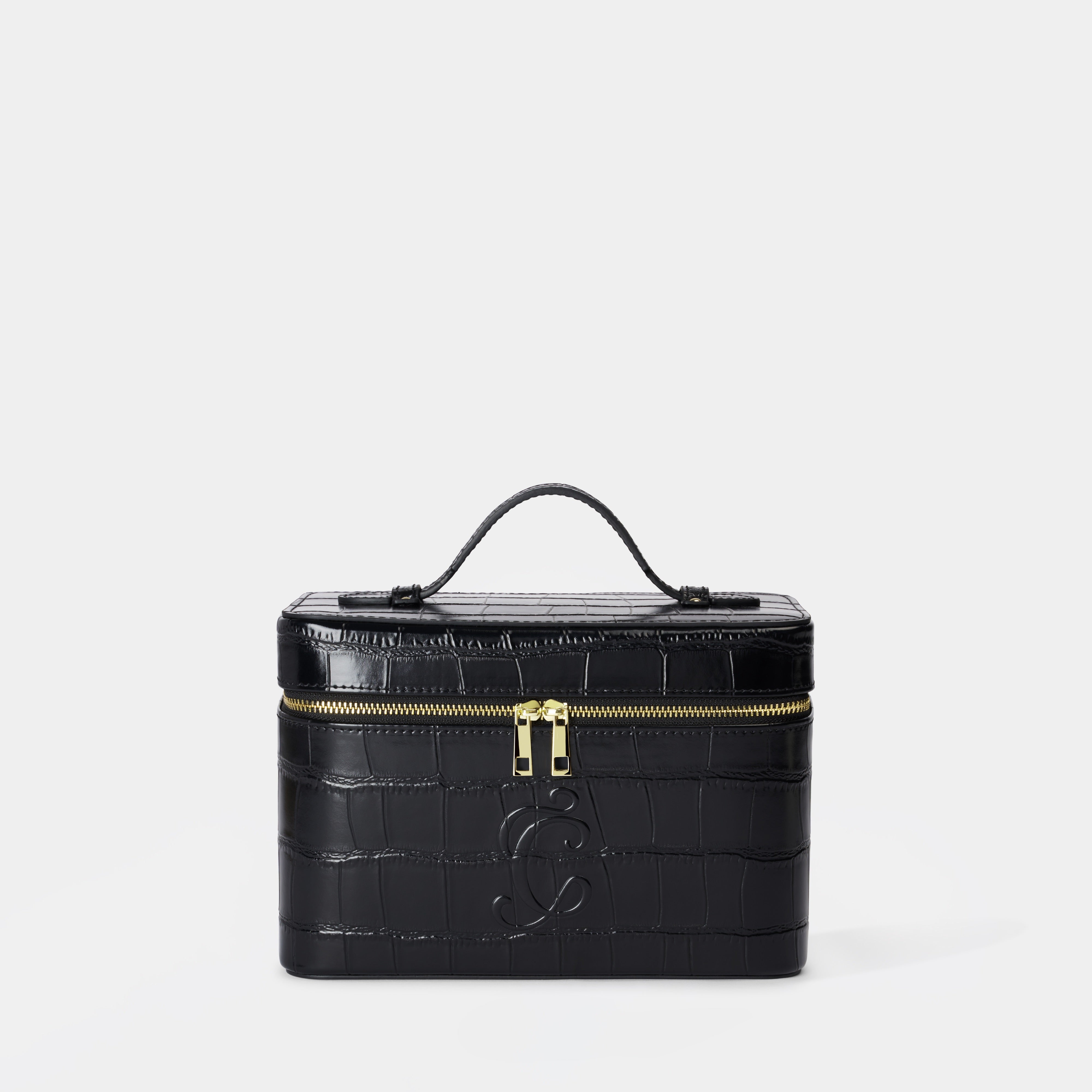 Mini Croc Monogram Vanity Case Midnight