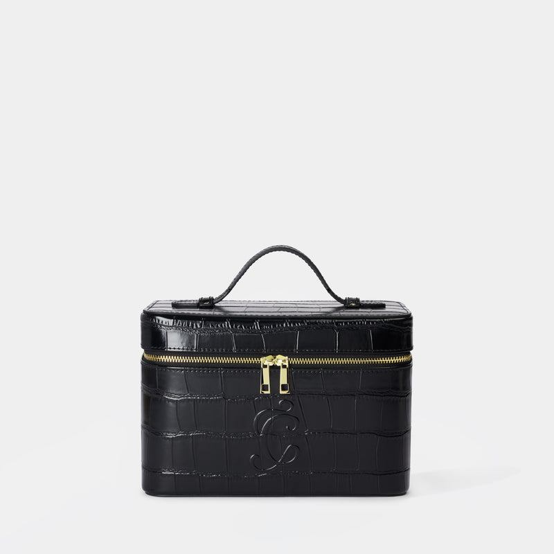 Mini Croc Monogram Vanity Case Midnight
