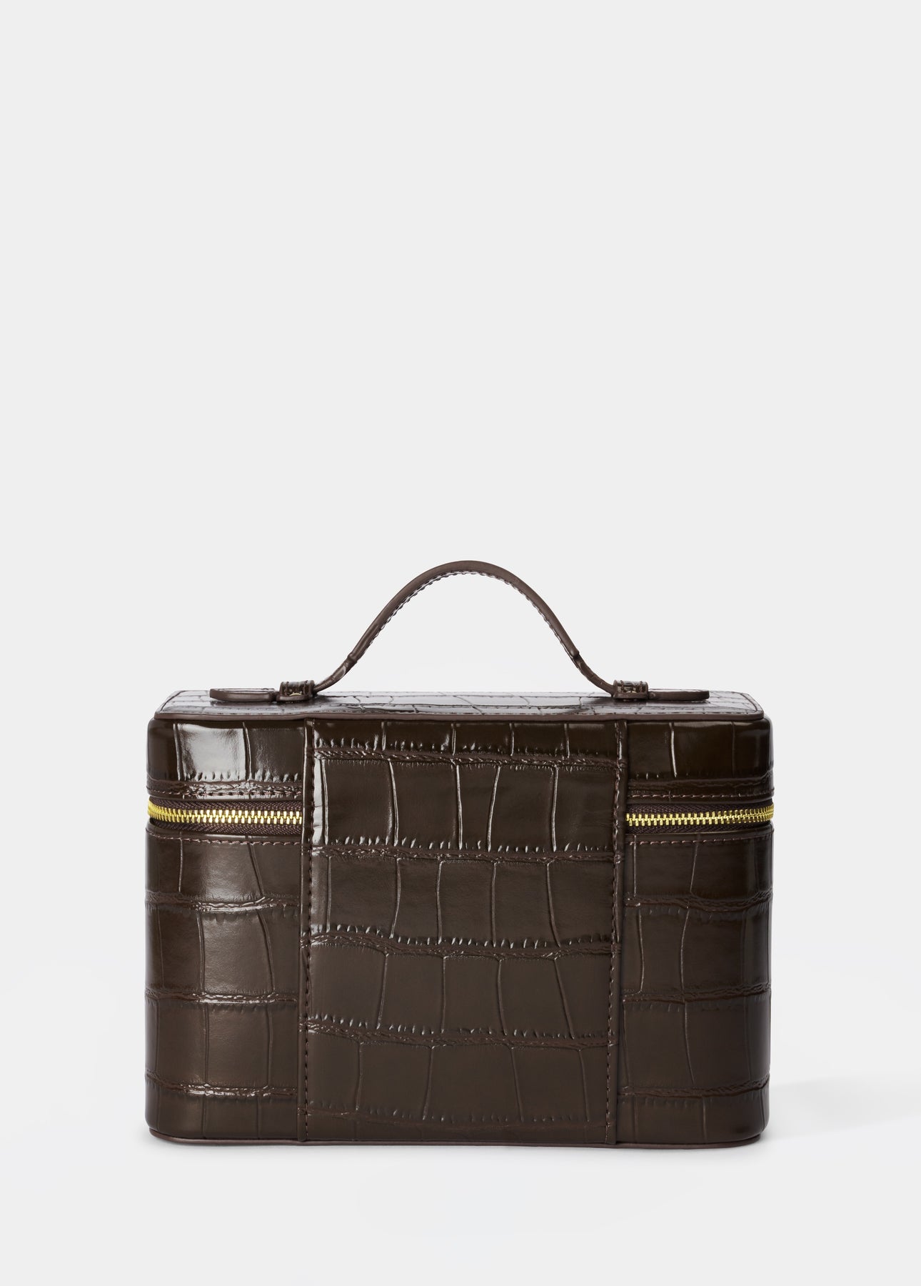 Mini Croc Monogram Vanity Case Espresso
