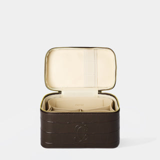Mini Croc Monogram Vanity Case Espresso