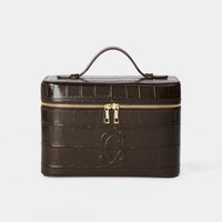 Mini Croc Monogram Vanity Case Espresso