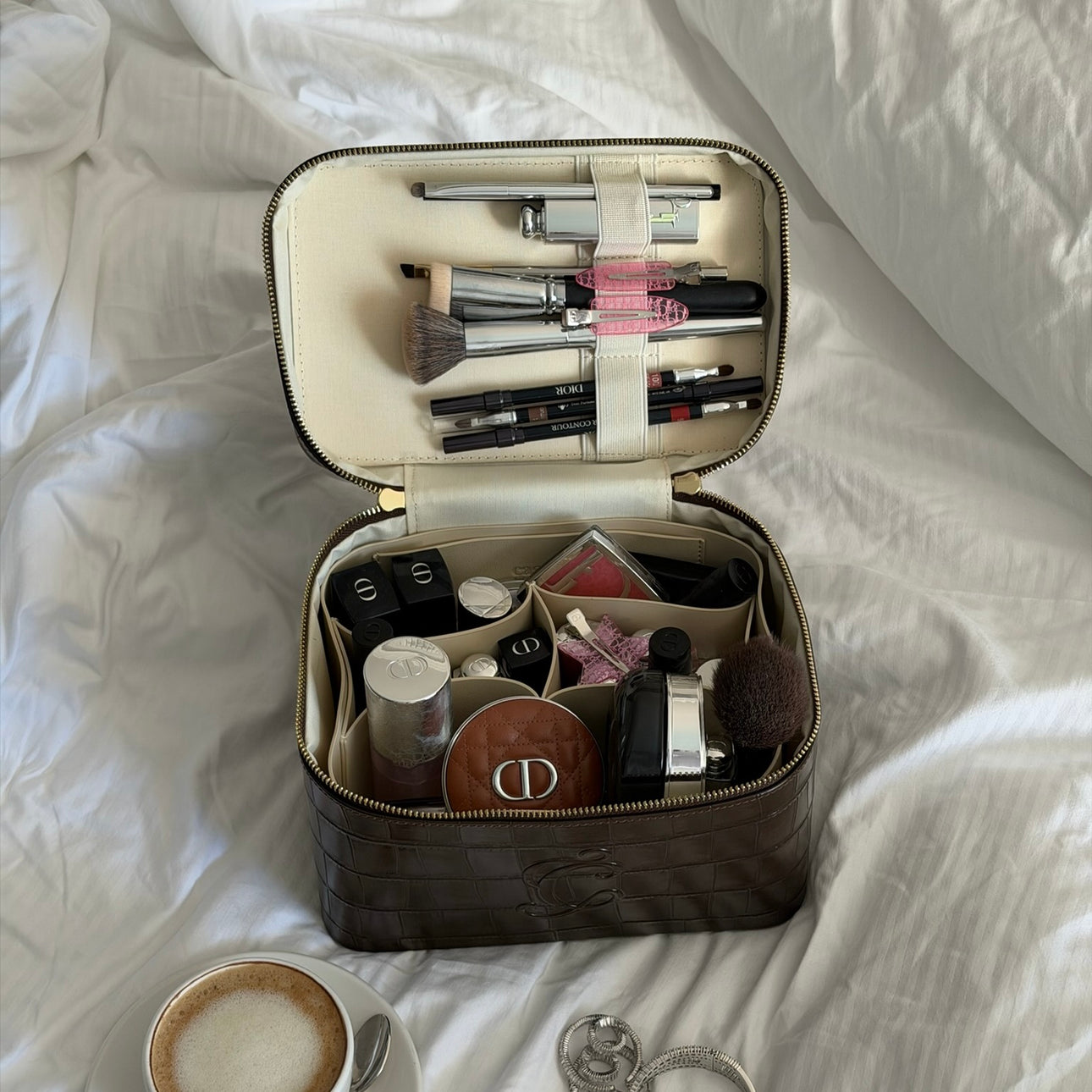 Croc Monogram Vanity Case Espresso