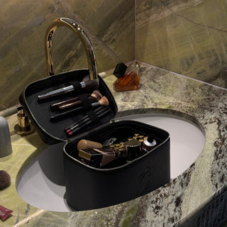 midnight monogram cosmetic bag dark aesthetic lifestyle structured organizer CASCAS