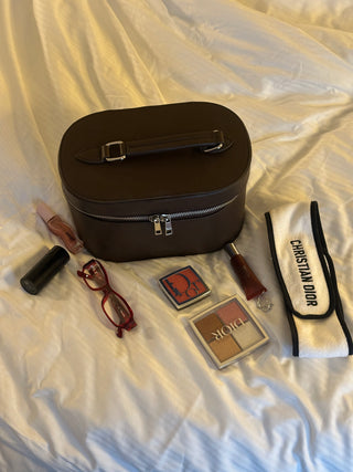 Oval Vegan Leather Case Espresso