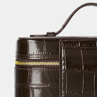 Mini Croc Monogram Vanity Case Espresso
