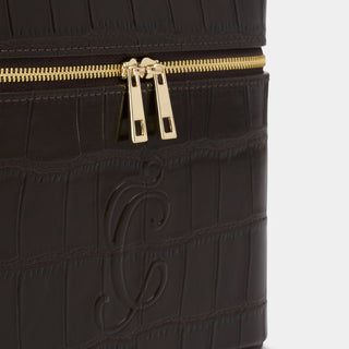 Mini Croc Monogram Vanity Case Espresso