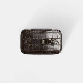 Mini Croc Monogram Vanity Case Espresso