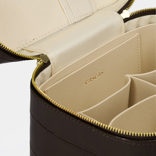 Mini Croc Monogram Vanity Case Espresso