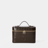 Mini Croc Monogram Vanity Case Espresso