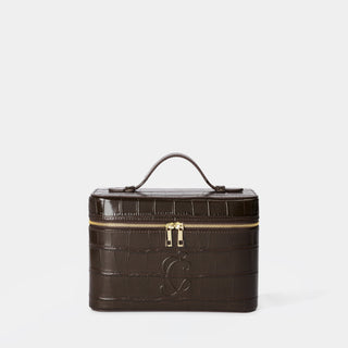 Mini Croc Monogram Vanity Case Espresso