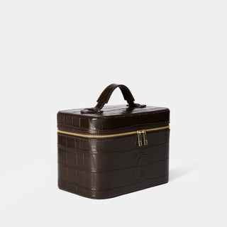 Mini Croc Monogram Vanity Case Espresso