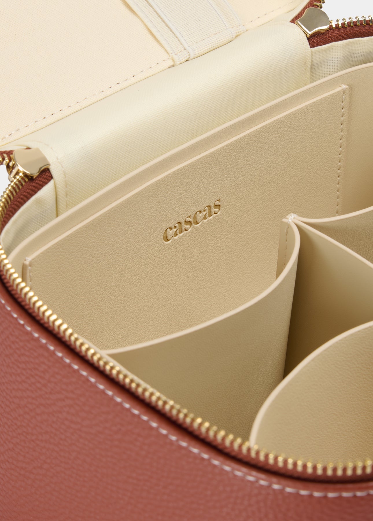 CASCAS amber monogram beauty case structured leather texture premium detail