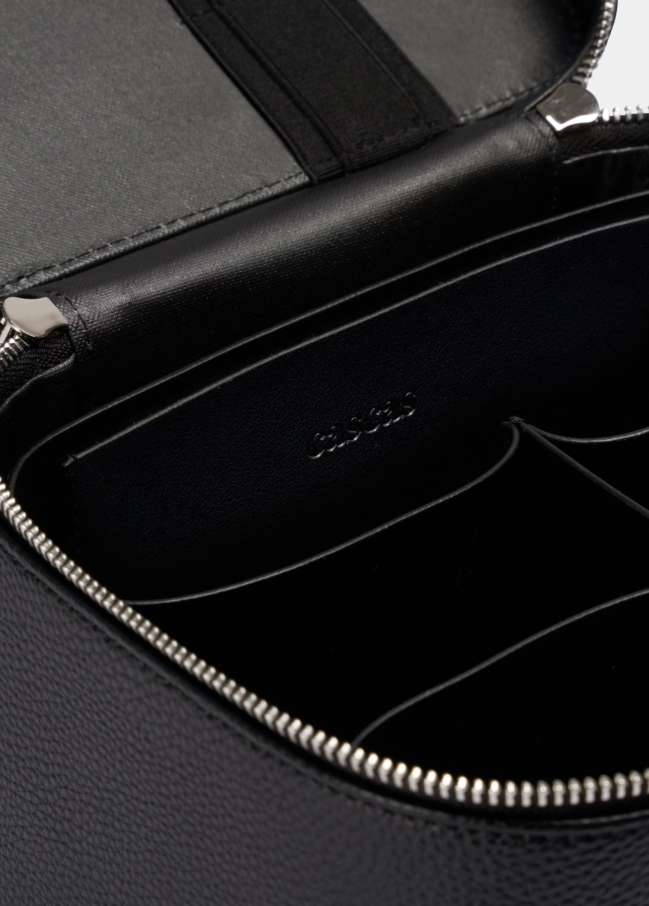 CASCAS midnight monogram beauty case structured leather texture premium black finish