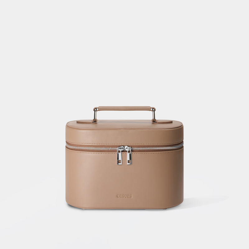 sand beige makeup bag vegan leather cosmetic bag CASCAS kosmetiktasche